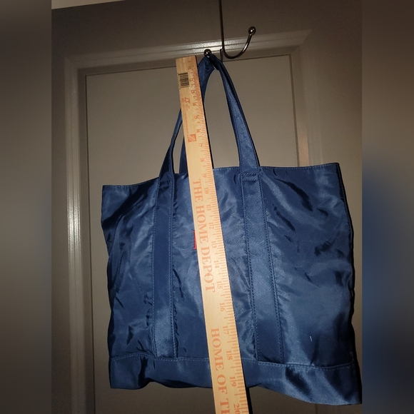 Lauren Ralph Lauren Navy Blue Nylon Tote Bag Red RLL Logo Embroidered Shopper - Picture 8 of 12
